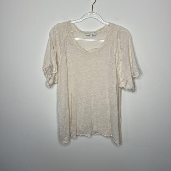 IRO Shirt Womens Small Beige Oversized Distressed Textured Lightweight‎ Top - Picture 3 of 9